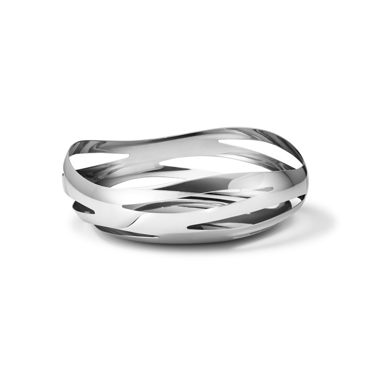 Abstract Silver Stainless Steel Bread and Fruit Basket
