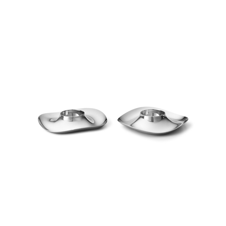 Mirror-Polished Stainless Steel Contemporary Egg Cups, Set of 2