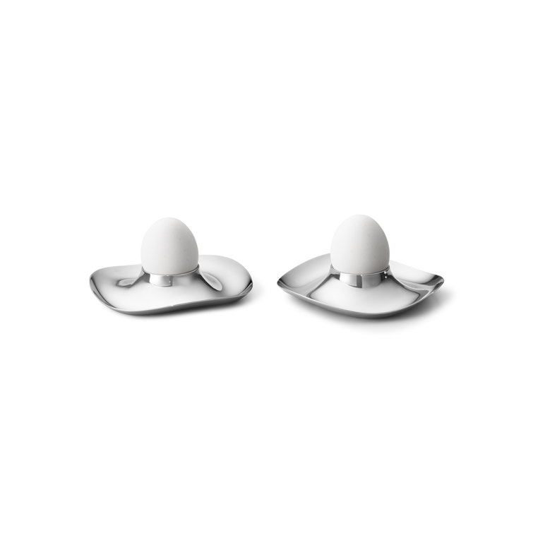 Mirror-Polished Stainless Steel Contemporary Egg Cups, Set of 2