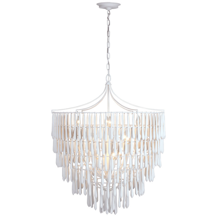 Plaster White Crystal 12-Light Chandelier