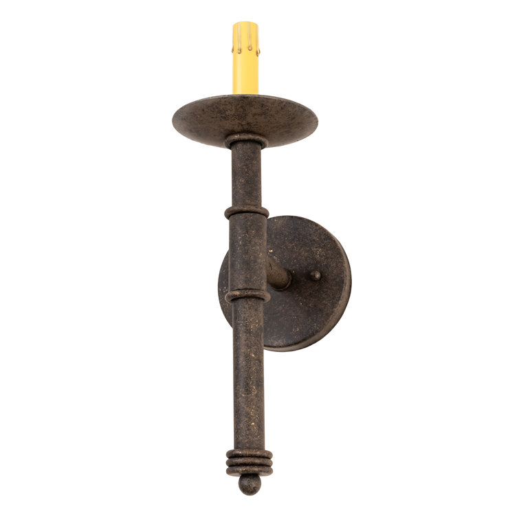 Antiquity Bronze 1-Light Wall Sconce with Parchment Shade