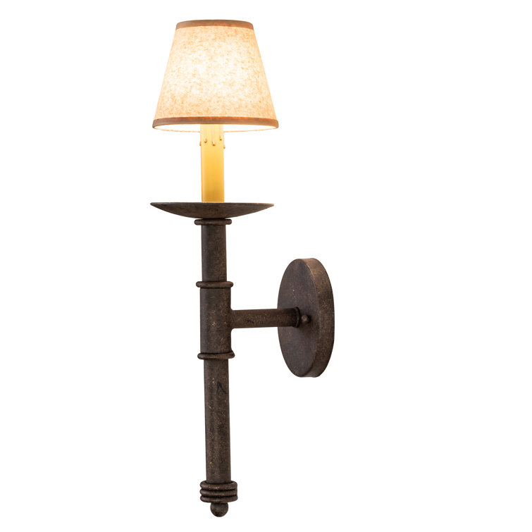 Antiquity Bronze 1-Light Wall Sconce with Parchment Shade