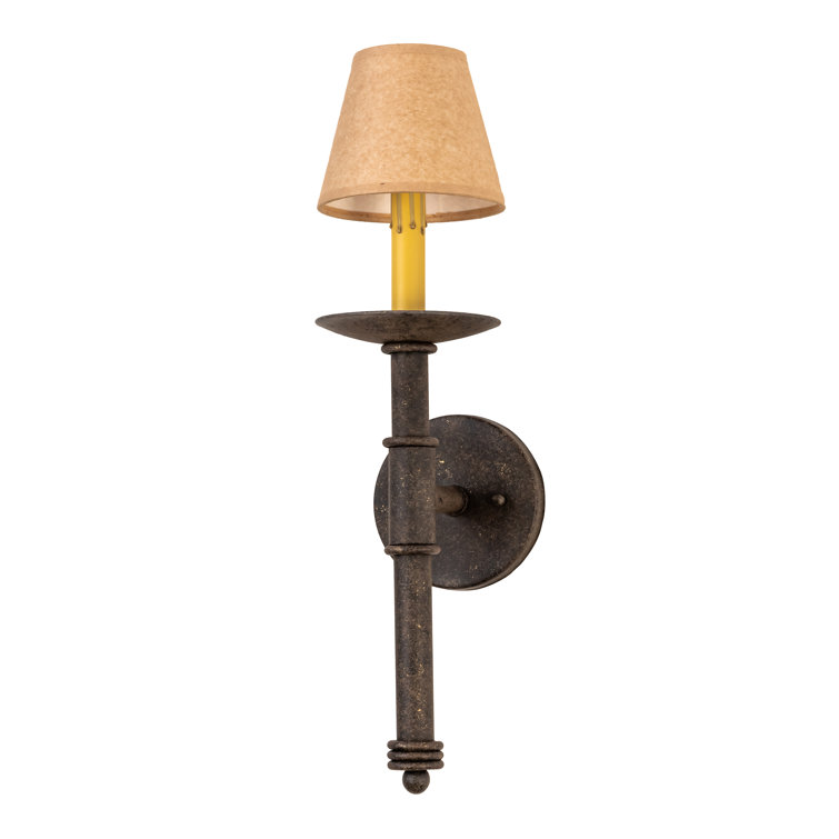 Antiquity Bronze 1-Light Wall Sconce with Parchment Shade