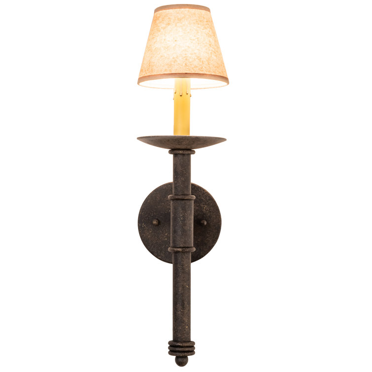 Antiquity Bronze 1-Light Wall Sconce with Parchment Shade