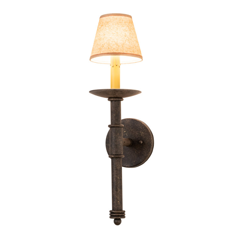 Antiquity Bronze 1-Light Wall Sconce with Parchment Shade