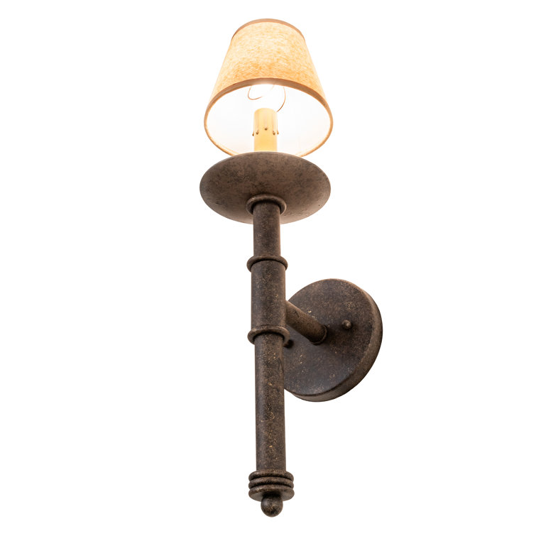 Antiquity Bronze 1-Light Wall Sconce with Parchment Shade
