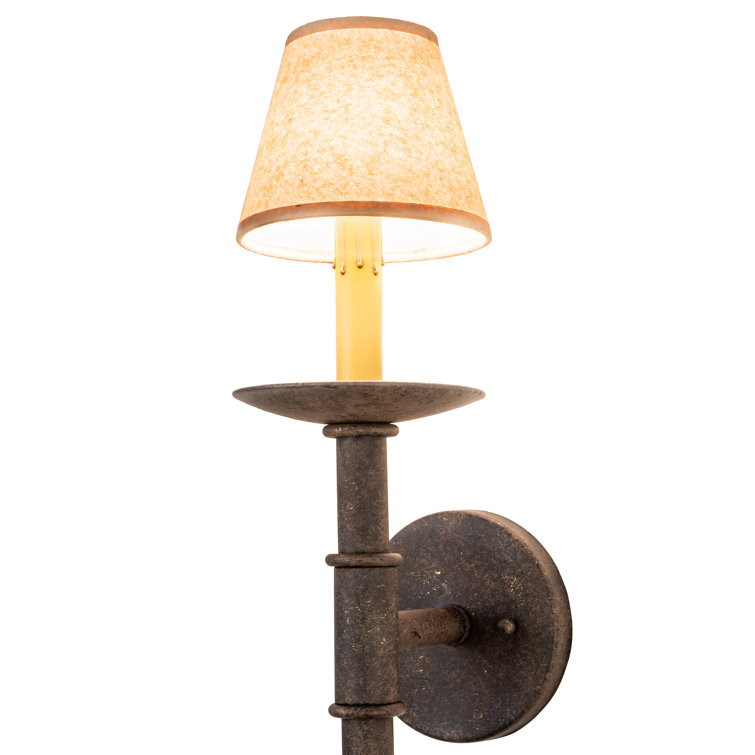 Antiquity Bronze 1-Light Wall Sconce with Parchment Shade