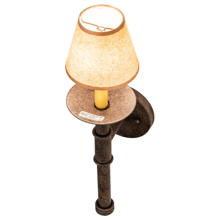 Antiquity Bronze 1-Light Wall Sconce with Parchment Shade