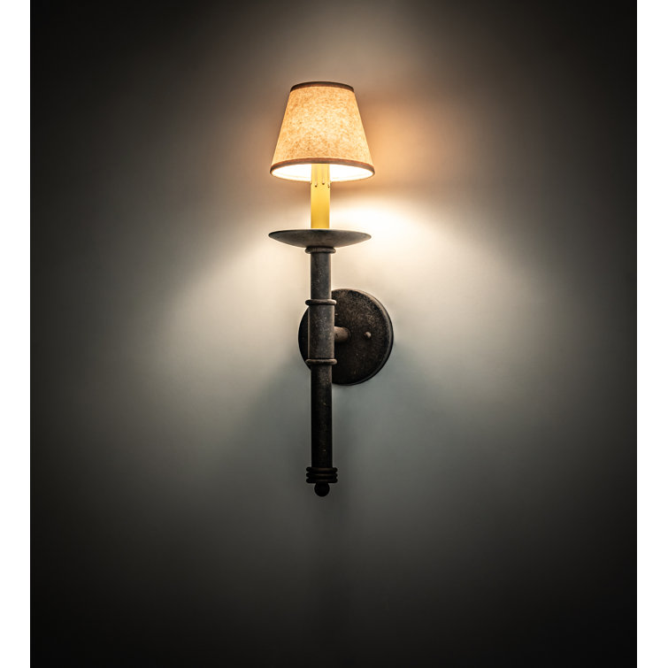 Antiquity Bronze 1-Light Wall Sconce with Parchment Shade