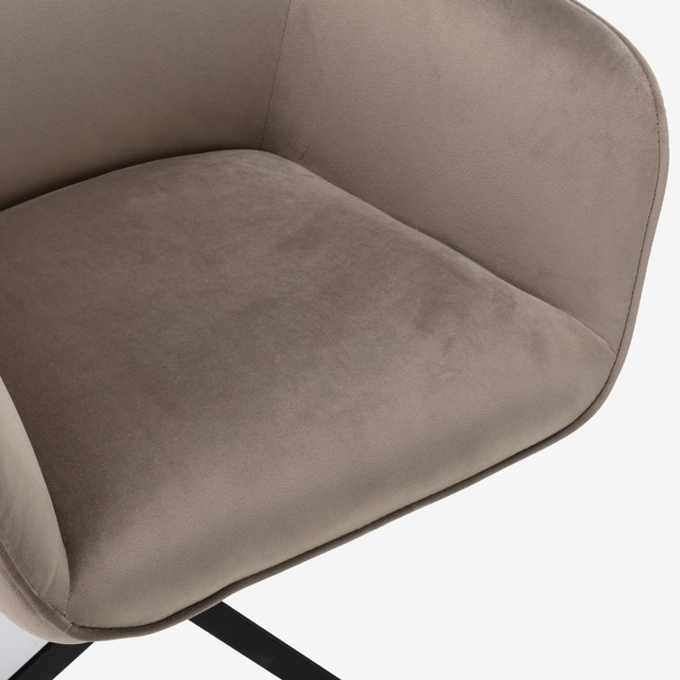 Gray Velvet Swivel Office Chair with Black Steel Base