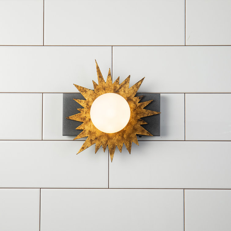 Gold and Weathered Zinc Starburst Dimmable Sconce