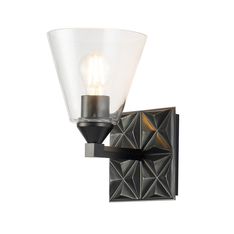 Matte Black 1-Light Direct Wired Dimmable Sconce with Clear Glass