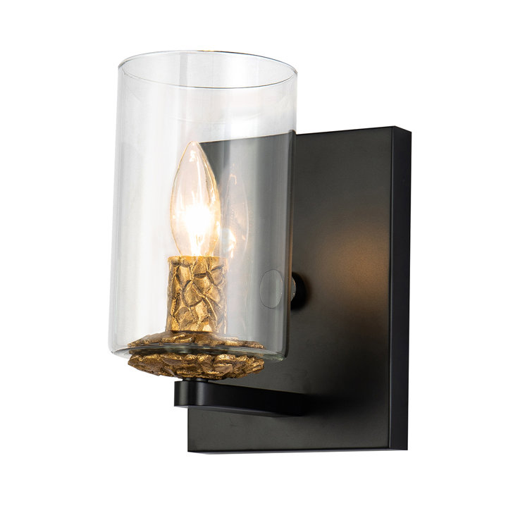 Bolivar Modern Matte Black Dimmable Cylinder Sconce with Clear Glass