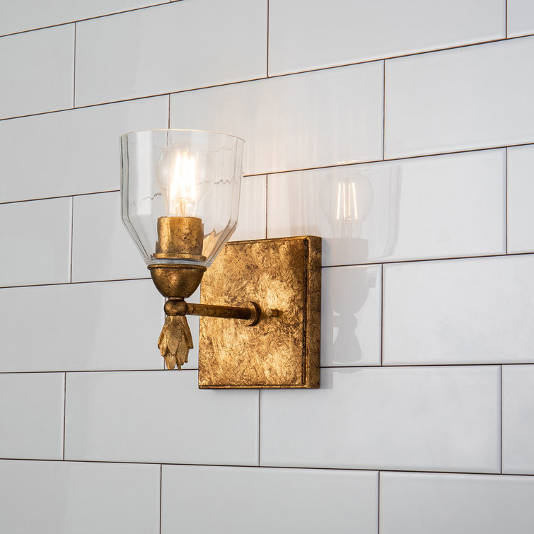 Antique Gold 1-Light Dimmable Outdoor Vanity Sconce