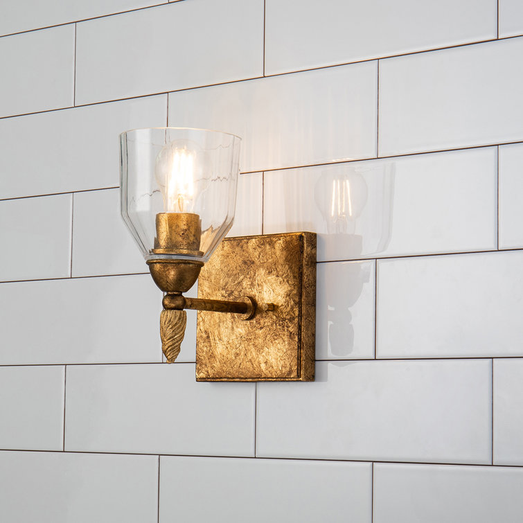 Whimsical Orb Gold 1-Light Wall Sconce with Clear Glass