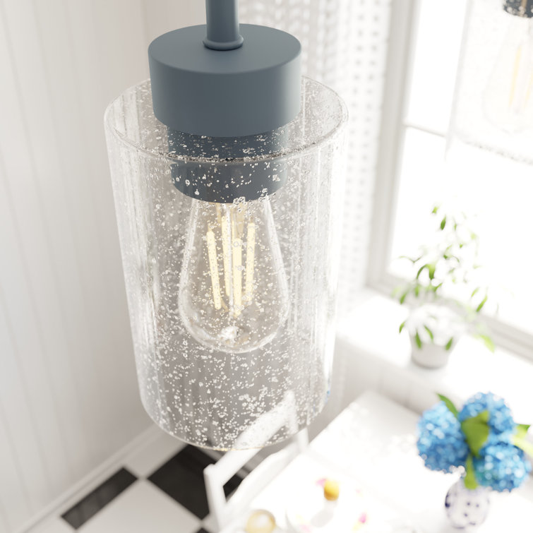 Indigo Blue Seeded Glass Mini Pendant Light