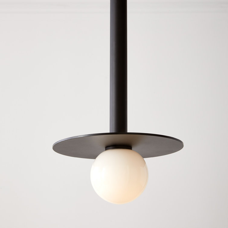 Midnight Black Mini Globe Pendant with Milk White Glass