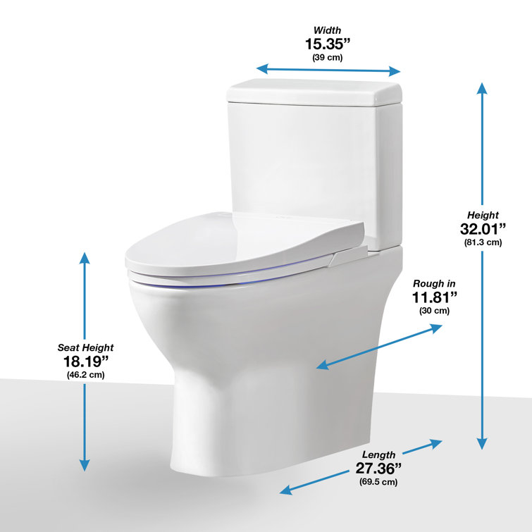 Wilma White High Efficiency Elongated Two Piece Bidet Toilet