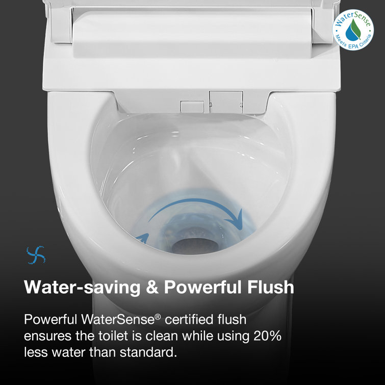 Wilma White High Efficiency Elongated Two Piece Bidet Toilet