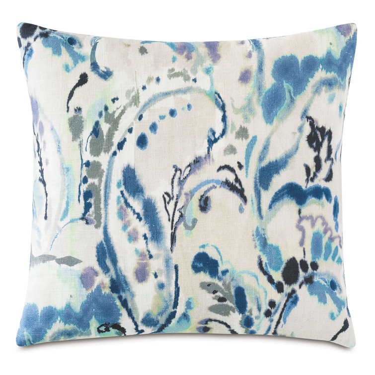 Tabitha Paisley Square Linen Blend Throw Pillow with Zipper Closure
