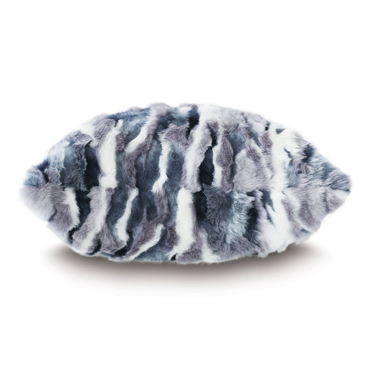 Tabitha Square Blue and Purple Faux-Fur Pillow