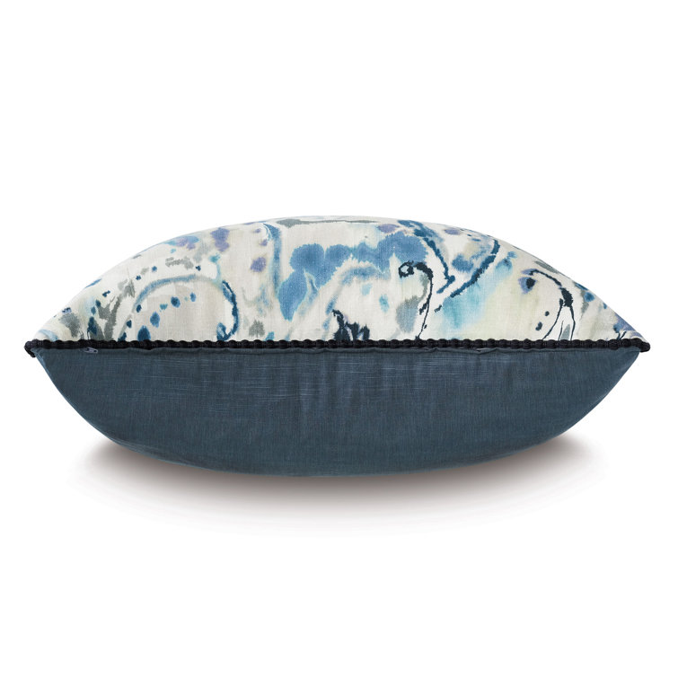 Indigo Watercolor Paisley Linen Blend Euro Sham