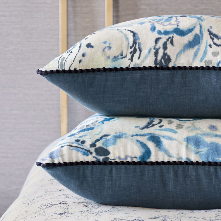 Indigo Watercolor Paisley Linen Blend Euro Sham