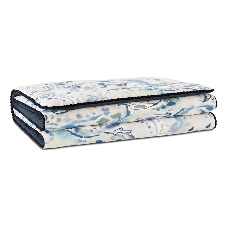 Indigo Paisley Linen Blend Queen Bed Runner