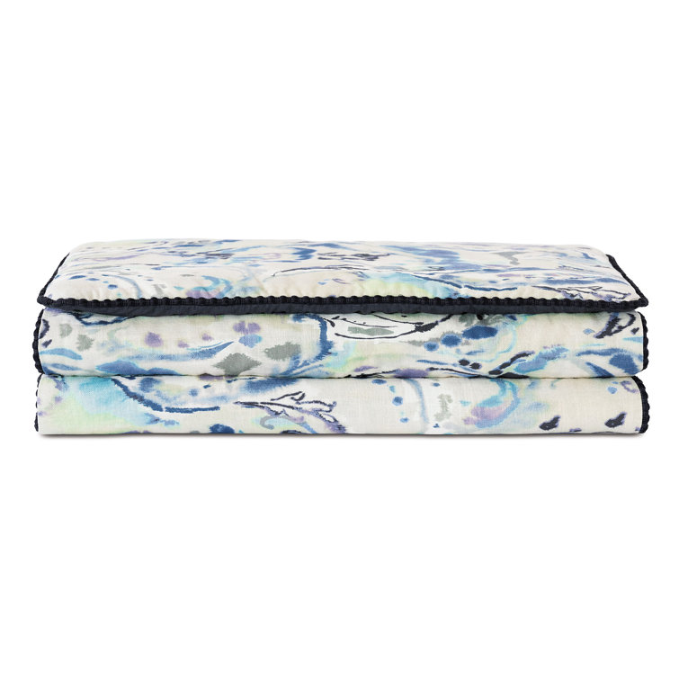 Indigo Paisley Linen Blend Queen Bed Runner