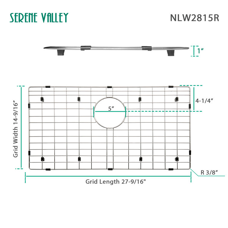 27.44" x 14.45" Stainless Steel Sink Grid with Rear Drain