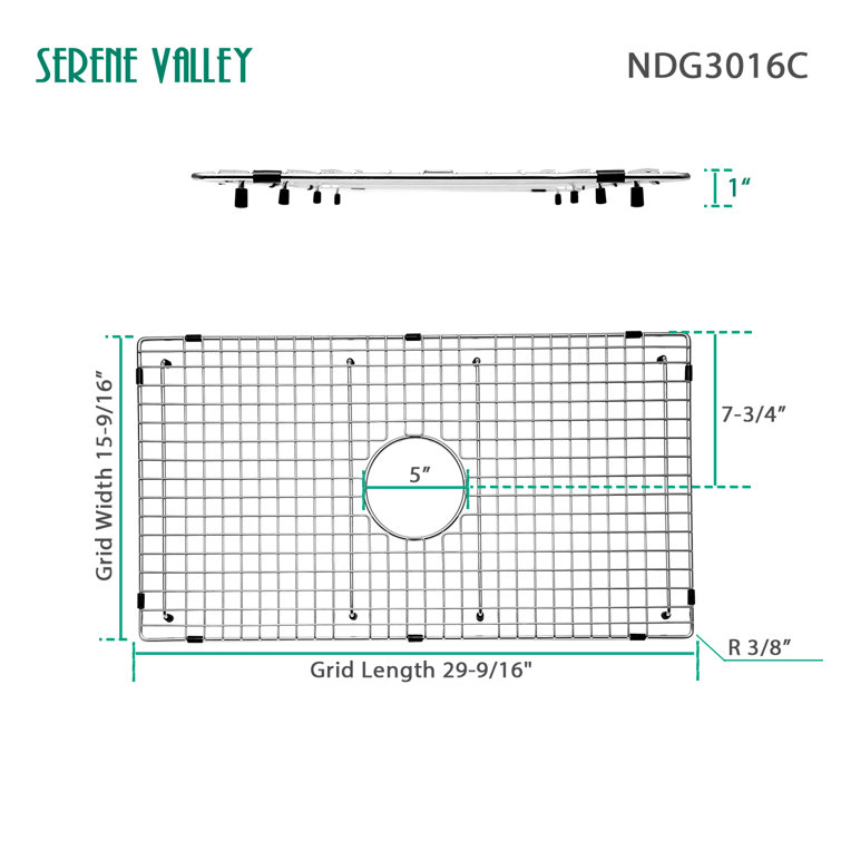Heavy-Duty Stainless Steel Sink Grid with Center Drain