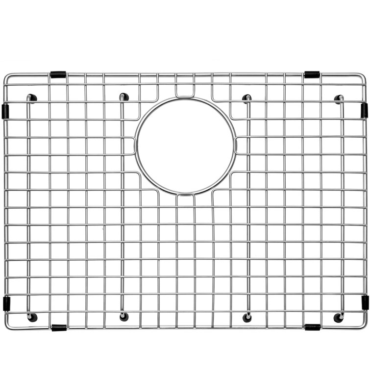 19-Inch x 14-Inch Stainless Steel Sink Grid with Rear Drain