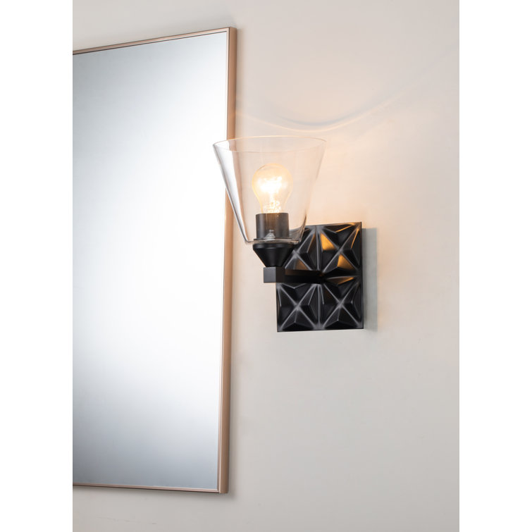 Matte Black 1-Light Direct Wired Dimmable Sconce with Clear Glass