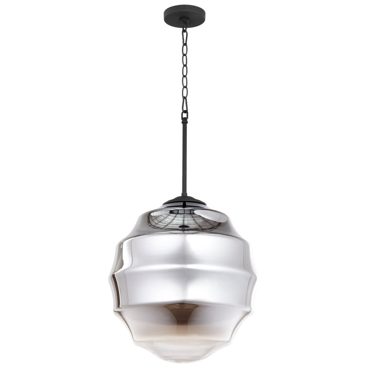Orbis Noir 16" Globe Pendant with Ribbed Glass Shade