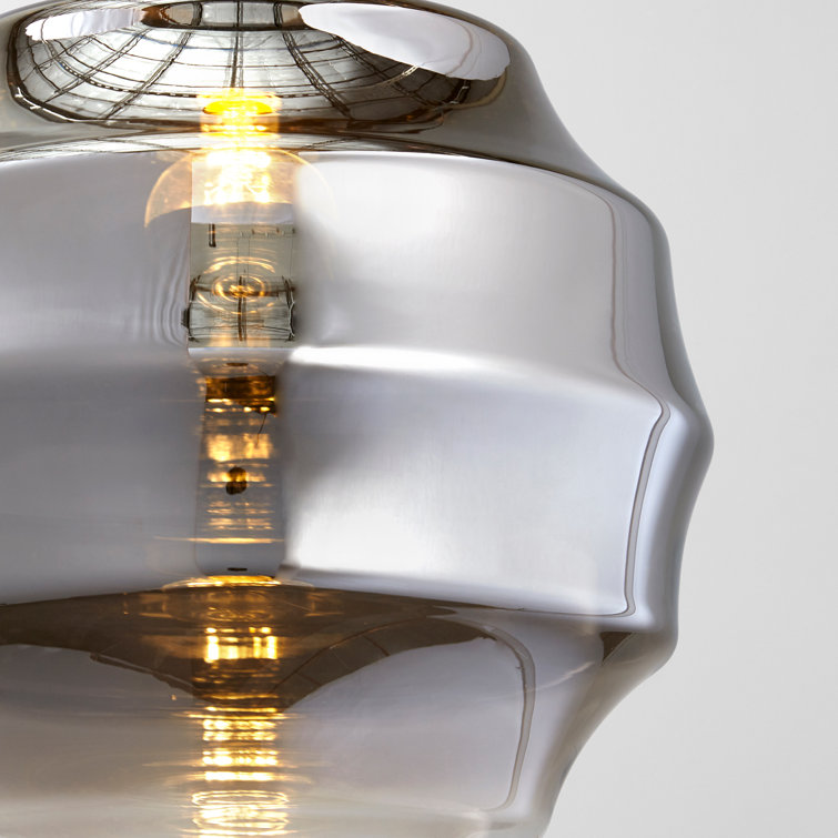 Orbis Noir 16" Globe Pendant with Ribbed Glass Shade