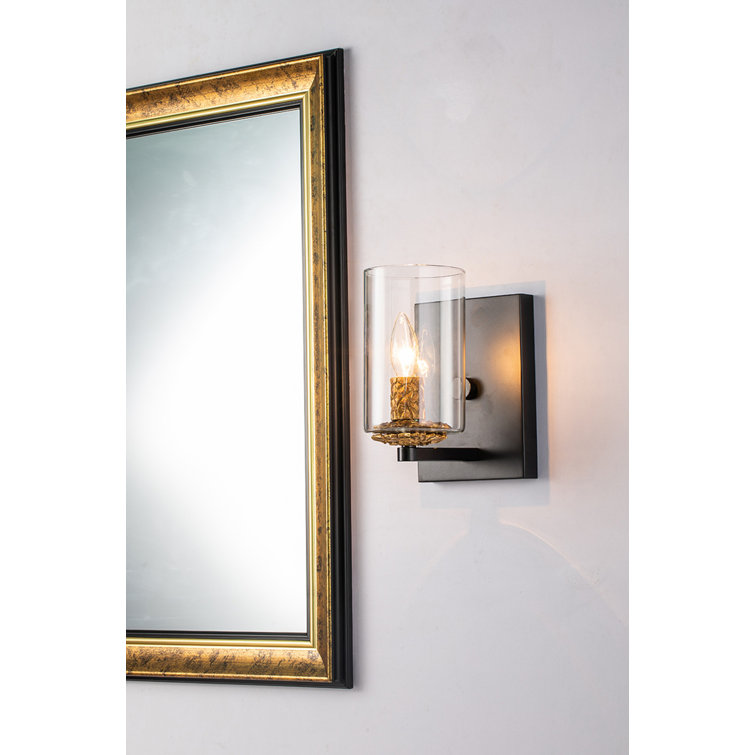 Bolivar Modern Matte Black Dimmable Cylinder Sconce with Clear Glass