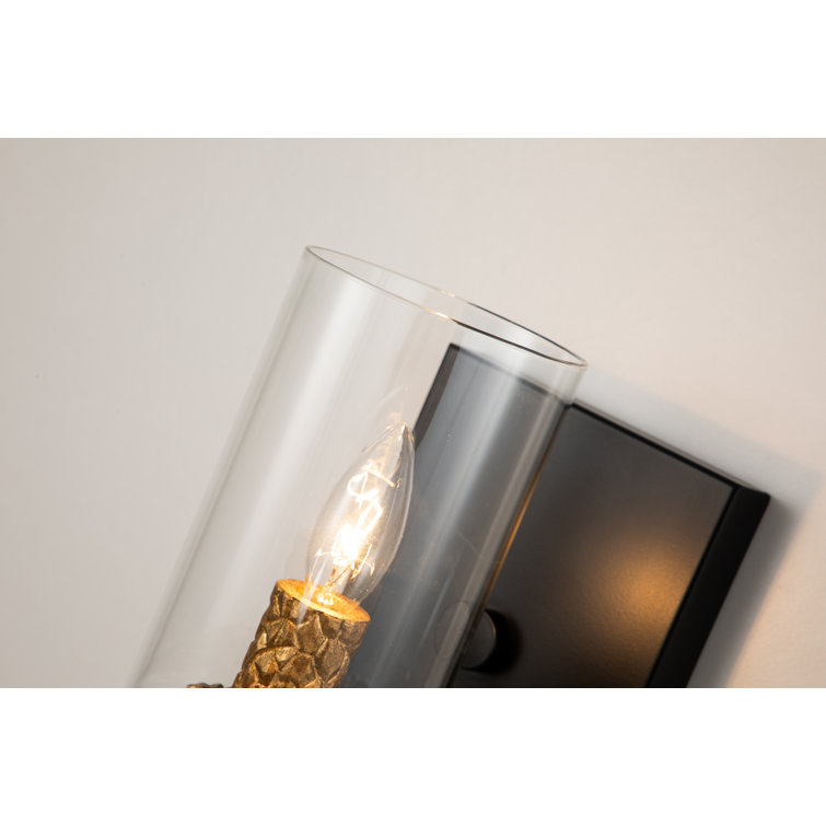 Bolivar Modern Matte Black Dimmable Cylinder Sconce with Clear Glass