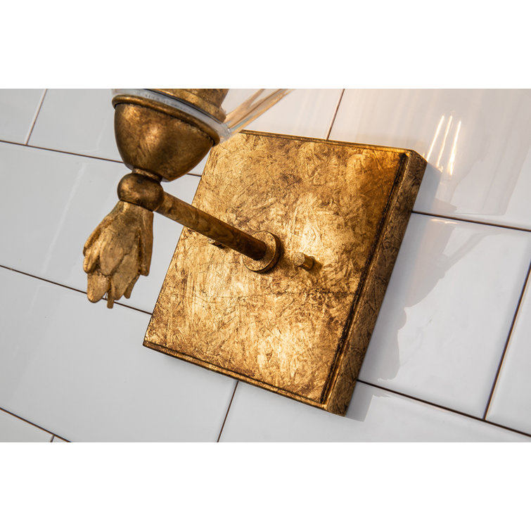 Antique Gold 1-Light Dimmable Outdoor Vanity Sconce