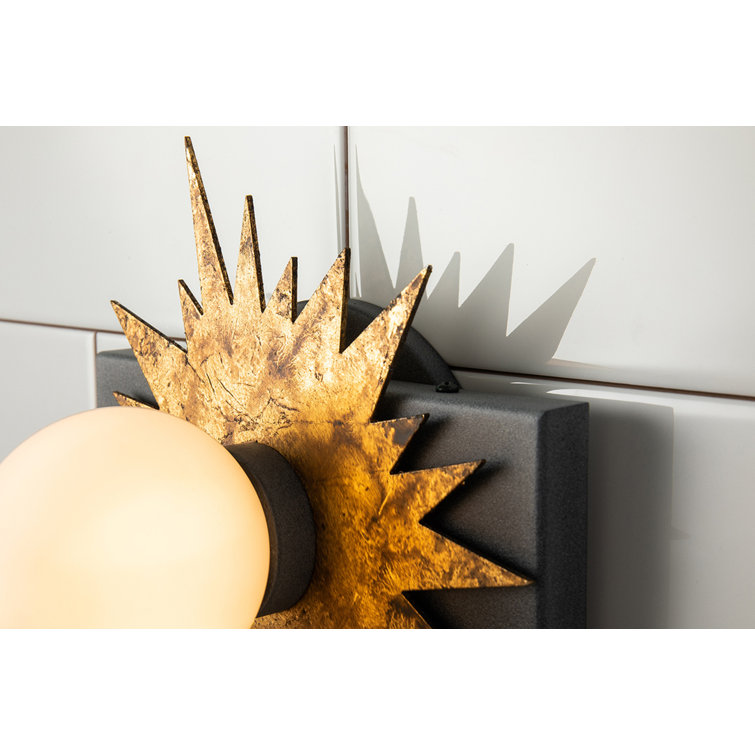Gold and Weathered Zinc Starburst Dimmable Sconce