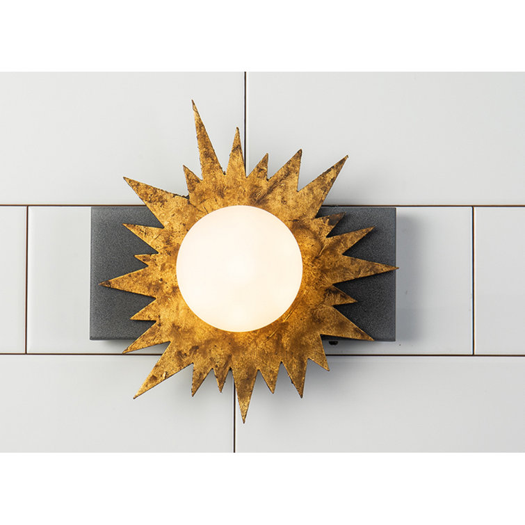 Gold and Weathered Zinc Starburst Dimmable Sconce