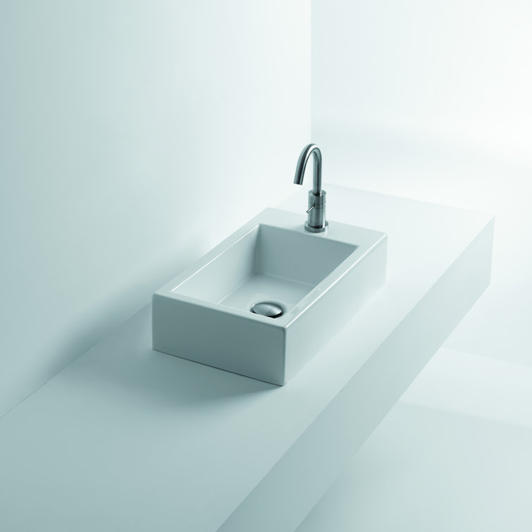 19.7'' White Ceramic Rectangular Vessel Sink