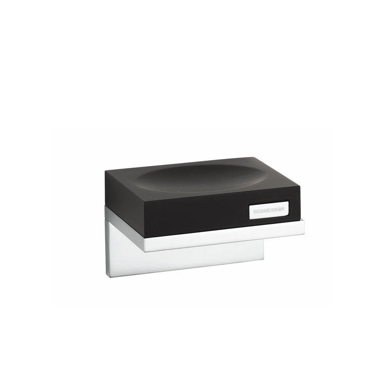 Black and Chrome Glass Wall Mounted Soap Dish