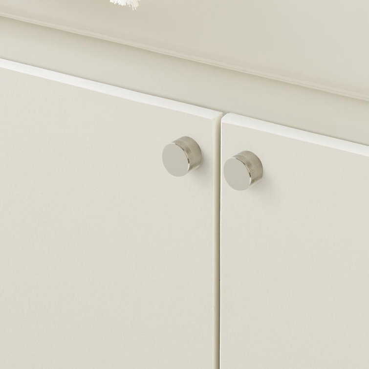 Polished Nickel Round Cabinet Knob with Mounting Hardware