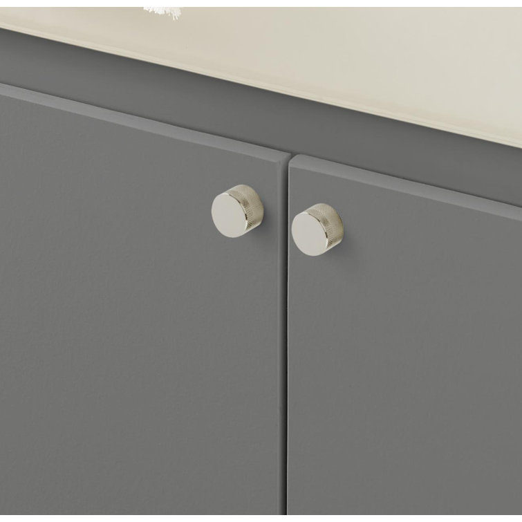 Polished Nickel Round Cabinet Knob with Mounting Hardware