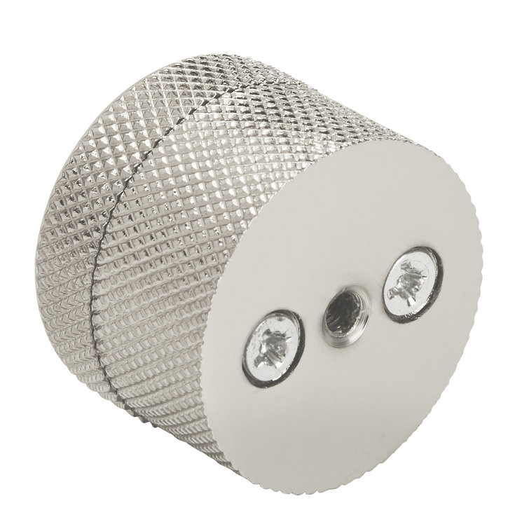 Polished Nickel Round Cabinet Knob with Mounting Hardware