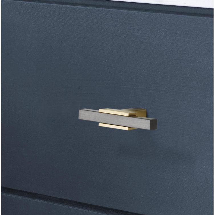 Brushed Gold and Chrome T-Handle Cabinet Knob
