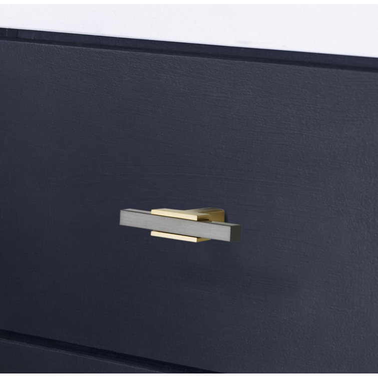 Brushed Gold and Chrome T-Handle Cabinet Knob