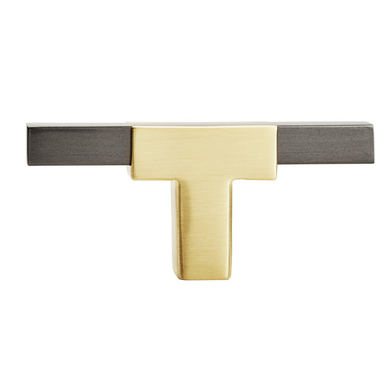 Brushed Gold and Chrome T-Handle Cabinet Knob