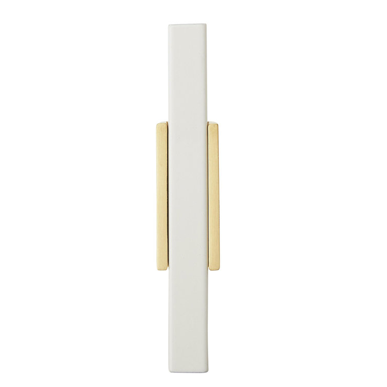 Brushed Gold and White T-Handle Cabinet Knob