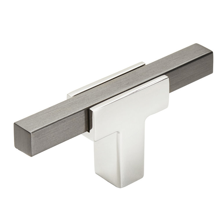 Polished Chrome and Black T-Handle Cabinet Knob
